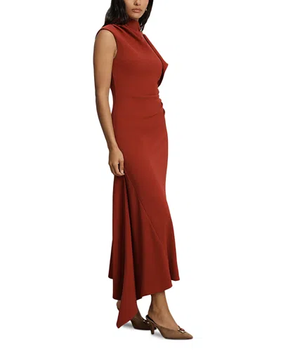 Veronica Beard Brett High Neck Asymmetric Dress In Red