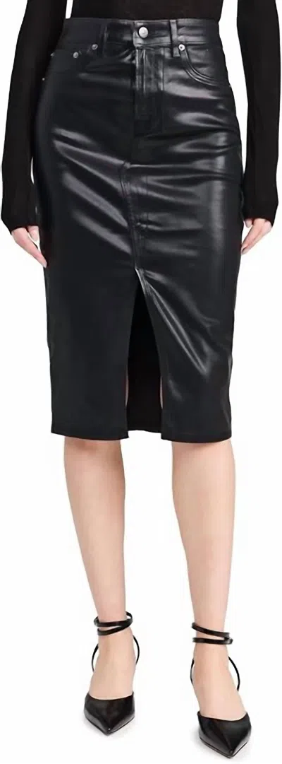 Veronica Beard Breves Coated Midi Skirt In Black High Gloss