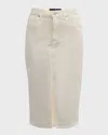 Veronica Beard Breves Womens Denim Split Front Midi Skirt In Ecru