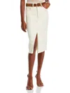 Veronica Beard Breves Womens Denim Split Front Midi Skirt In White