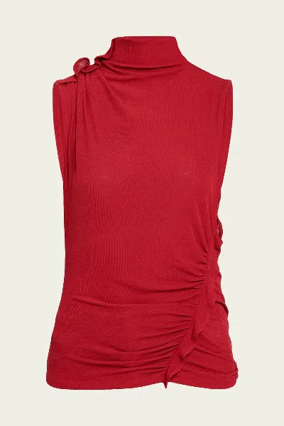 Veronica Beard Briana Ruched Top In Cardinal Red In Multi