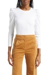 Veronica Beard Britney Rib Top In White