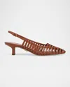 Veronica Beard Britte Kitten Heel Slingback Pump In Whiskey Brown Leather
