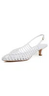 Veronica Beard Britte Caged Leather Kitten Pumps In Coconut