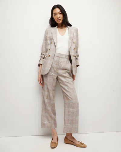 Veronica Beard Brixton Linen Trouser In Khaki Multi