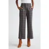 Veronica Beard Brixton Plaid Wide Leg Ankle Pants In Ink Multi
