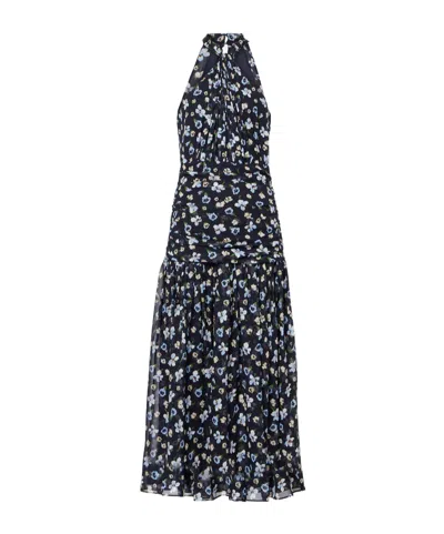 Veronica Beard Brock Halterneck Silk Midi Dress In Black