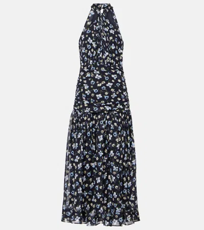 VERONICA BEARD BROCK HALTERNECK SILK MIDI DRESS