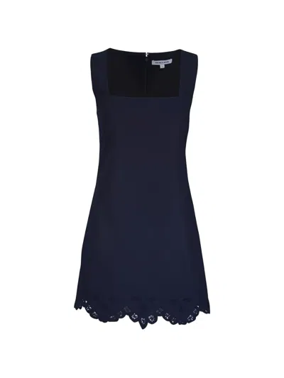 Veronica Beard Broderie-anglaise Scalloped-hem Dress In Blue