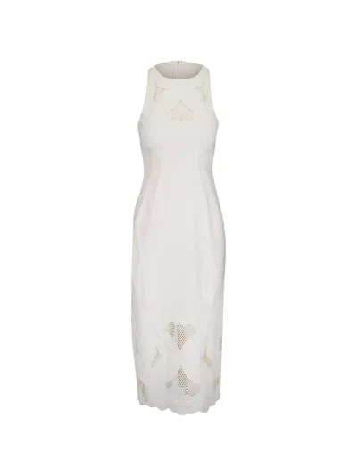 Veronica Beard Broderie-anglaise Sleeveless Dress In White