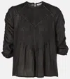 Veronica Beard Bryce Crocheted Lace-trimmed Ramie Top In Black
