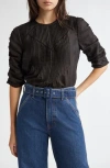 Veronica Beard Bryce Crocheted Lace-trimmed Ramie Top In Black