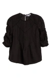 Veronica Beard Bryce Crocheted Lace-trimmed Ramie Top In Black