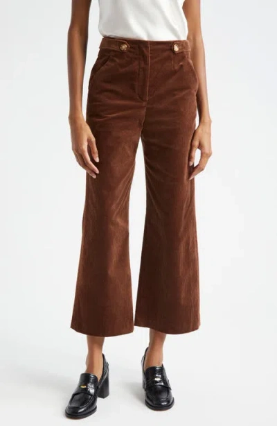 Veronica Beard Brynleigh Crop Stretch Cotton Corduroy Pants In Brown
