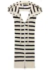 VERONICA BEARD BUNNY STRIPED HOODED CABLE-KNIT DICKEY
