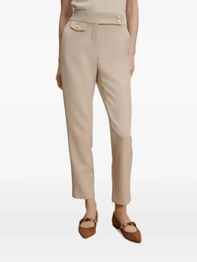 Veronica Beard Button-detailed Tailored Trousers In Brown