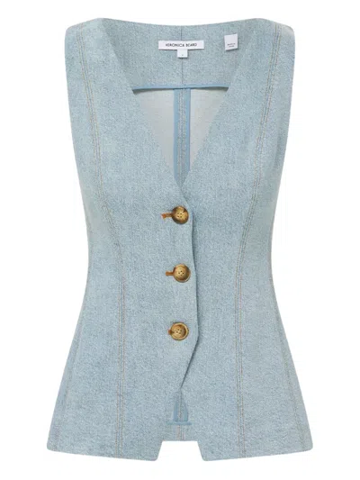 Veronica Beard Button-fastening Denim Vest In Blue