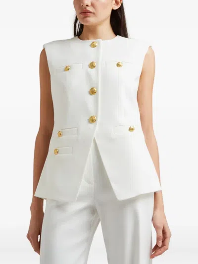 Veronica Beard Tamara Sleeveless Waistcoat In White