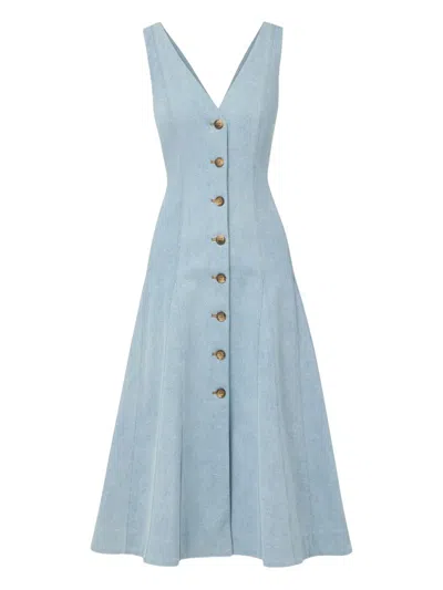 VERONICA BEARD LOU SLEEVELESS DENIM MIDI DRESS
