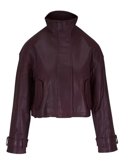 Veronica Beard Button Leather Jacket In Purple