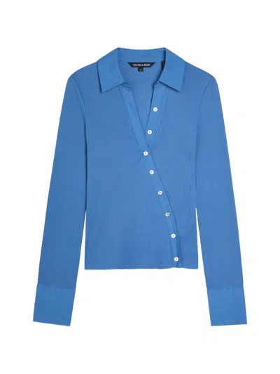 Veronica Beard Brenner Button-effect Cotton-blend Top In Blue
