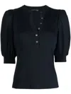 Veronica Beard Button-up Puff Sleeves Top In Blue