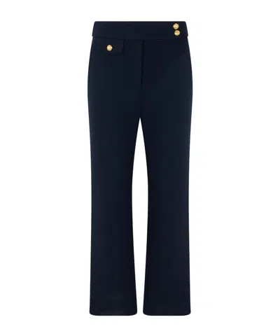 Veronica Beard Button-detail Wide-leg Pants In Blue