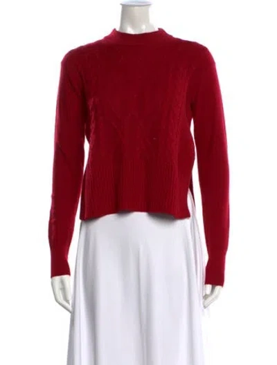 Pre-owned Veronica Beard Cable Knit Mock Neck Sweater In Red