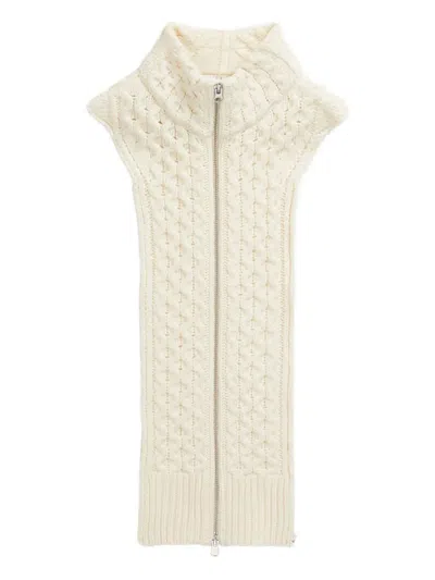 Veronica Beard Cable-knit Zip-front Top In Neutral