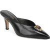 Veronica Beard Cabochon Leather Pointed Toe Mule In Black