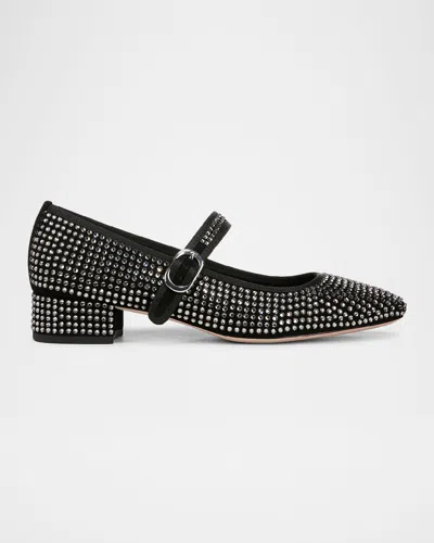 Veronica Beard Cade Crystal-embellished Mary Jane Ballerina Pumps In Black/black Diamond