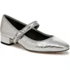 Veronica Beard Cade Metallic Mary Jane Ballerina Pumps In Silver