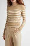 Veronica Beard Caleb Stripe Cashmere Sweater In Sand Ivory
