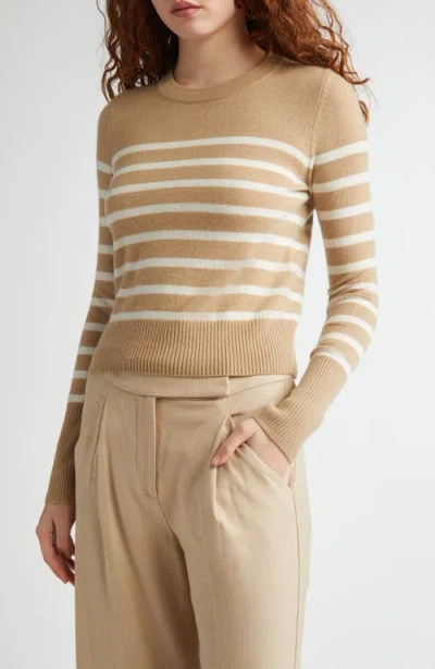 Veronica Beard Caleb Stripe Cashmere Sweater In Sand Ivory