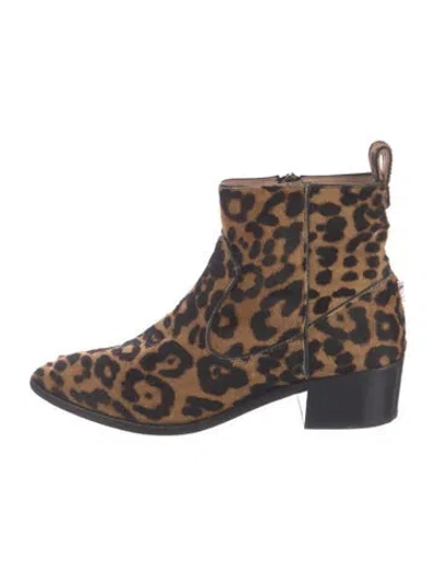 Pre-owned Veronica Beard Calf Hair Animal Print Boots In Neutral