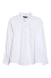 Veronica Beard Calisto Ruffle Collar Cotton Button-up Shirt In White