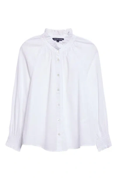 Veronica Beard Calisto Ruffle Collar Cotton Button-up Shirt In White
