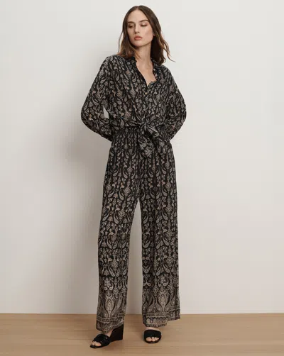 Veronica Beard Callaway Smocked Wide-leg Pant In Black