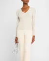 Veronica Beard Callie Metallic Knit V-neck Sweater In Silver