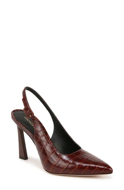 Veronica Beard Callie Croc-embossed Slingback Pump In Sepia