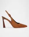 Veronica Beard Callie Pointed Toe Slingback Pump In Caramel Suede