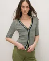 Veronica Beard Calliope Knit Button-front Top