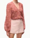 Veronica Beard Calvin Long Sleeve Top In Persimmon Multi In Pink