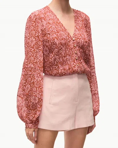 Veronica Beard Calvin Long Sleeve Top In Persimmon Multi In Pink