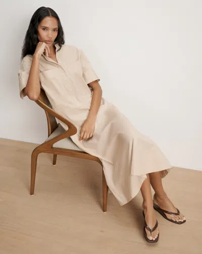 Veronica Beard Cam Drop-waist Midi Shirtdress In Brown