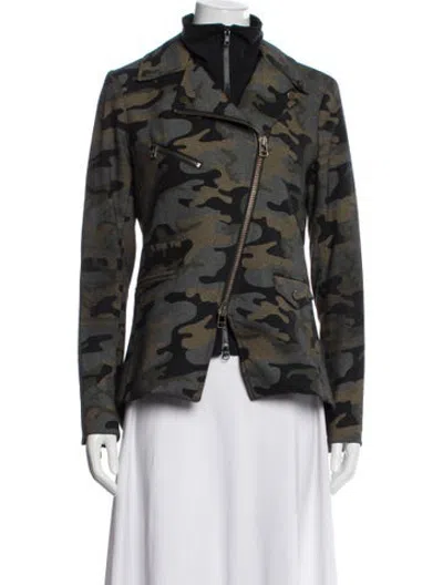 Pre-owned Veronica Beard Camouflage Print Biker Jacket In Grey