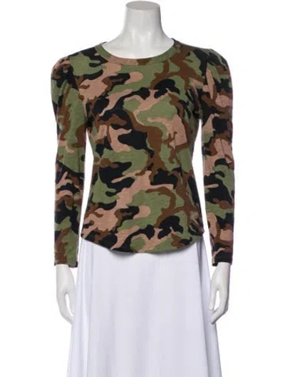 Pre-owned Veronica Beard Camouflage Print Crew Neck T-shirt In Green