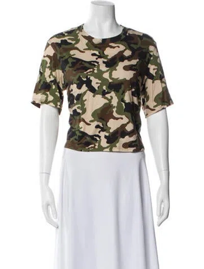 Pre-owned Veronica Beard Camouflage Print Crew Neck T-shirt In Multi