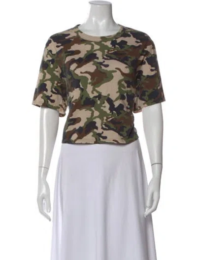 Pre-owned Veronica Beard Camouflage Print Crew Neck T-shirt In Multi