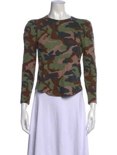 Pre-owned Veronica Beard Camouflage Print Crew Neck T-shirt W/ Tags In Green